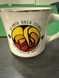 Atlanta Area Council Mug Boy Scouts Of America Gold Rim (Some Wear) - Picture 1 of 5
