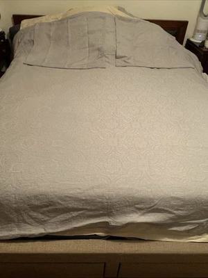 hiend accents Gray Coverlet Set Floral Stitched Pattern. Queen READ - Image 1 of 4