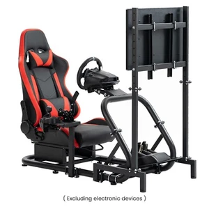 Mokapit Estable Racing Sim Cockpit TV con Asiento Rojo Compatible con Logitech - Imagen 1 de 6