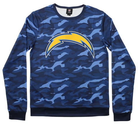 Forever Collectibles Men's Los Angeles Chargers Camouflage Printed Sweater Cover