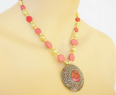 ОПТОВЫЙ ЛОТ ИНДИЯ ЗОЛОТО БОГЕМНОЕ ПЛЕМЕННОЕ ЭТНИЧЕСКОЕ ОЖЕРЕЛЬЕ КОЛЬЕ С КАМНЯМИ: 18» - Изображение 1 из 3