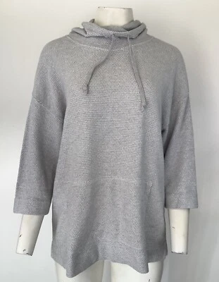 Pure Jill Sz S Waffle Knit Funnel Neck Swing Hem Pullon Top Gray Cotton Blend CX Foto 1 de 4