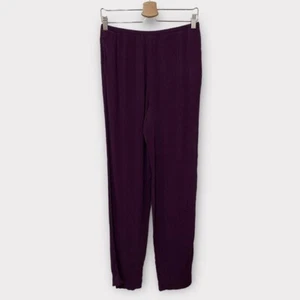 Josephine Chaus 100% Silk Plum Purple Pleated Pull On Pants Size 12 - Picture 1 of 7