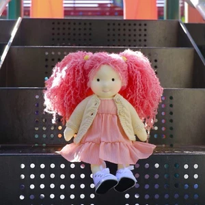 BlissfulPixie Handmade Waldorf Dolls Easter Gifts Soft Dolls Rag Pink-Caroline - Picture 1 of 7