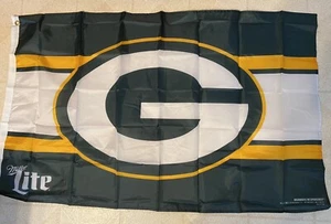 Bandera de bandera de los Green Bay Packers de la NFL 30 in x 50 in Miller Lite - Imagen 1 de 1