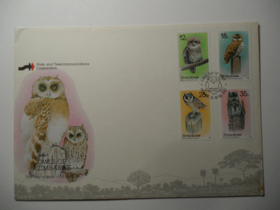 WORLD FDC : ZIMBABWE 1987 OWLS OF ZIMBABWE FIRST DAY COVER - Image 1 of 2