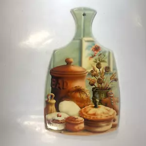Vintage bemaltes Blumen Holz Schneidebrett Wanddeko Cottagecore Stillleben - Bild 1 von 6
