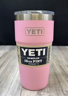 YETI RAMBLER 16 OZ PINT Com Tampa Magslider ROSA PODEROSO NOVO - Imagem 1 de 4