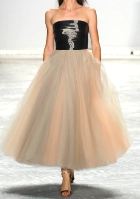 Monique Lhuillier 2015 Runway Two Tone Ballerina Tulle Ball Gown Midi Dress 10 - Image 1 of 4