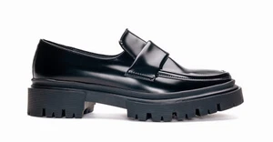 Zapato Vegano Negro Mocasín Plano Inteligente Elegante Transpirable Forrado Suela Acanalada Acolchado - Imagen 1 de 9