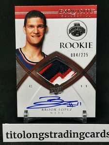 RPA BROOK LOPEZ 2008-09 UD EXQUISITE BASKETBALL #64 ROOKIE PATCH AUTO RC 084/225