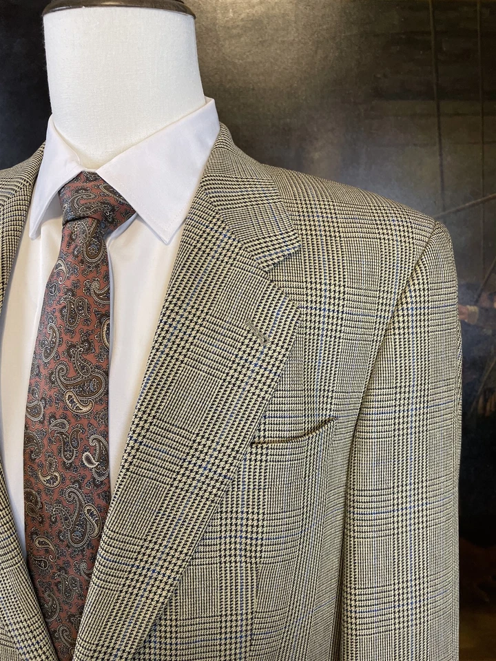Blazer G2U De Colección Boss Hugo Boss 40R HECHO EN EE. UU. Glen Lana a Cuadros Seda Tweed Suave 2Btn Foto 1 de 4