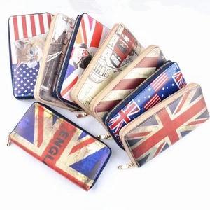 Landflagge Damen Mode Clutch Reißverschluss lange Handtasche Geldbörse Clutch Münze Geldbörse - Bild 1 von 13