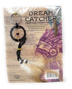 Dream Catcher Black Key Fob w/ Feather Charm Native American New Factory Sealed - Picture 1 of 2