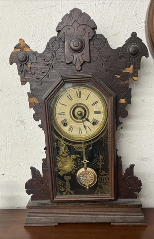 Antique Seth Thomas 8 Day Half Hour Strike With Alarm Mantle Clock. Works Cover