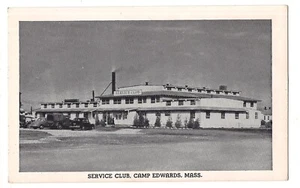 Service Club Building CAMP EDWARDS Massachusetts Army Guard MA Postcard B & W - Picture 1 of 2