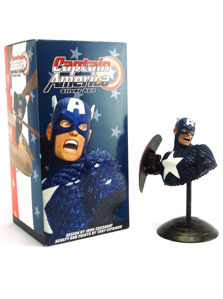 Captain America Bust Dynamic Forces 2002 Marvel Avengers Silver Age