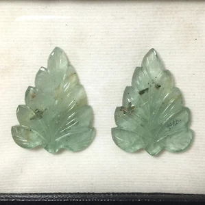 Wonderful aquamarine carving handmade design gemstone pair leaf 43.05 carat - Picture 1 of 6