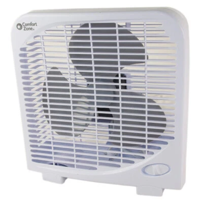 Comfort Zone CZ9BWT White 9" Box Fan With 2 Speed Front Control - Image 1 of 3