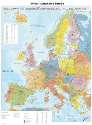 Übersichtskarte Europa (politisch) EU, Poster, Wandkarte, 90 x 123 cm - Bild 1 von 4