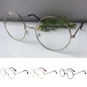 Women Men Large Oversized Metal Frame Clear Lens Round Circle Eye Glasses - Bild 1 von 15