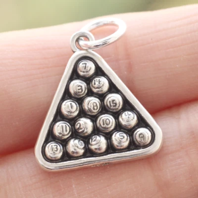 Dije colgante de bolas de billar de plata de ley 925 para collar pulseras Foto 1 de 4