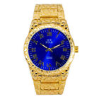 ICED LUXURY GOLD PLATED STAINLESS STEEL NUGGET STYLE METAL BAND WRIST WATCH 