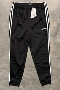 Adidas Essentials 3 Stripes Track Pants Mens Medium Black Joggers Tricot NWT - Picture 1 of 6
