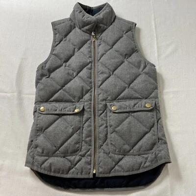 Chaleco J Crew para mujer xxs gris acolchado acolchado cremallera completa forrado simulado Foto 1 de 4