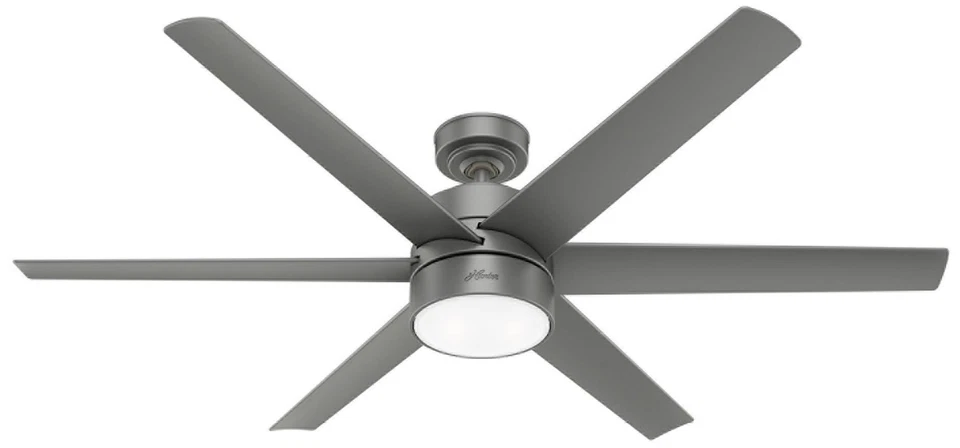 60" Hunter Solaria Silver LED Damp Rated Ceiling Fan with Wall Control - Image 1 of 1