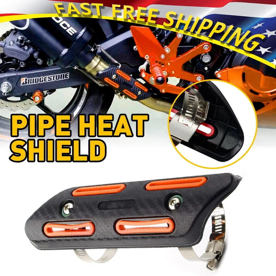 Silenciador de escape tubo protector térmico ajuste universal motocicleta naranja Foto 1 de 4