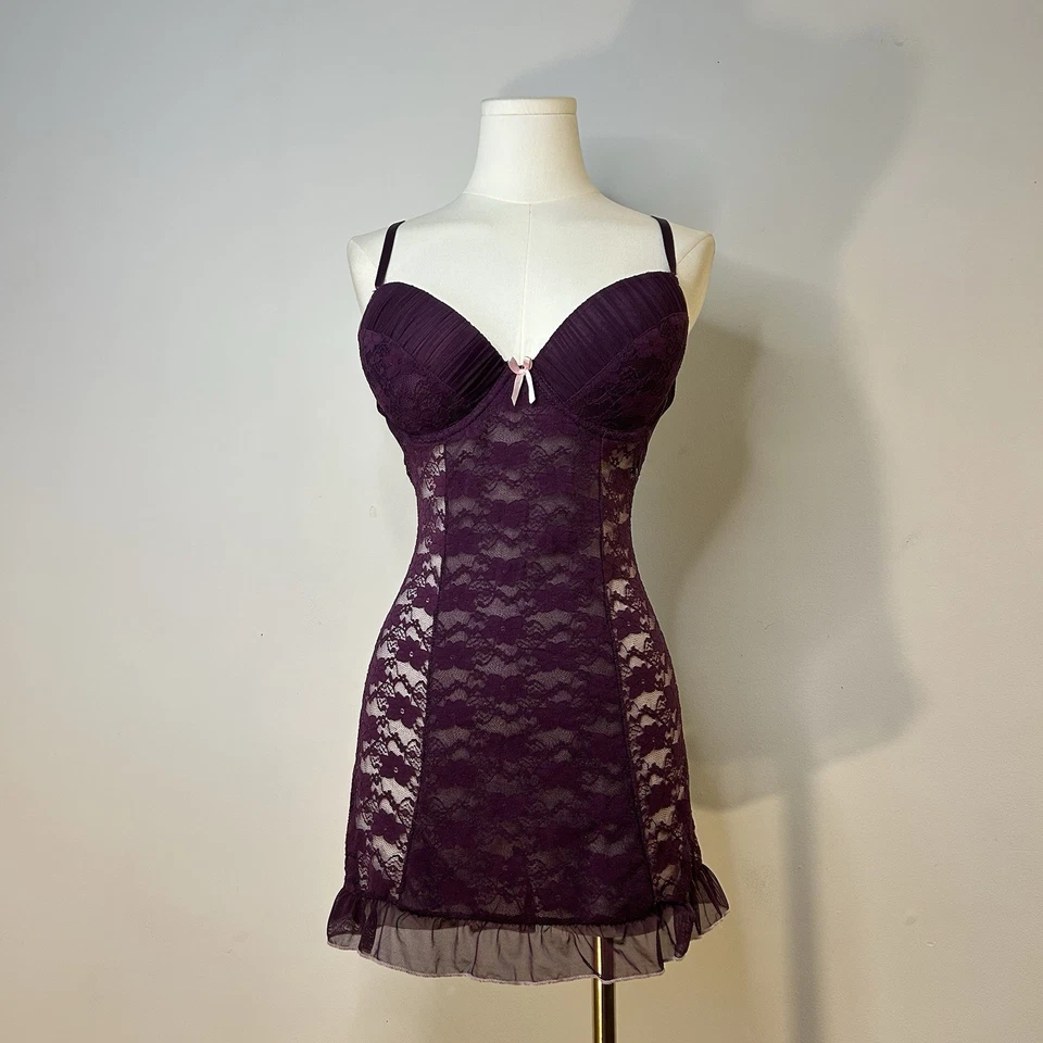 Busto Y2K Bustier Púrpura Encaje Fairycore Cachicho Oscuro Coqueta 34-40 Pulgadas Foto 1 de 4