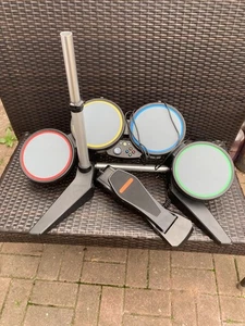 Xbox 360 Rock band Drum Set Wired Harmonix 822149 2005 With Pedal - Picture 1 of 14