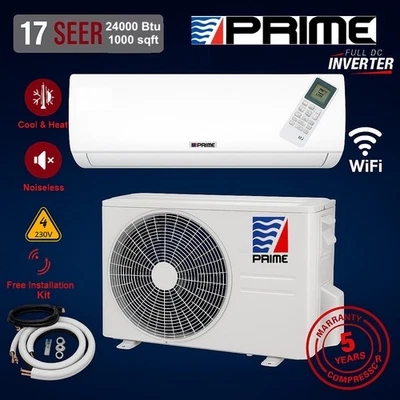 24000 BTU Mini Split 2 Ton Inverter 220V –Heat Pump, WiFi, Silent Mode, 17 SEER2 - Image 1 of 4
