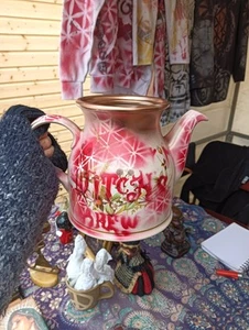 Hand Painted Witches Brew Tea Pot Vase Botanical Magic Pot OOAK - Picture 1 of 8