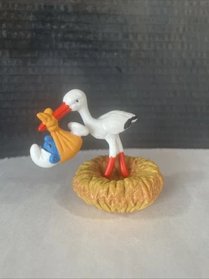 Vintage Smurf Stork with Baby Smurf in Nest Peyo West Germany 1985 Nice - Image 1 of 4