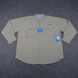 Columbia PFG Bahama Shirt Mens Large Tan UPF 50 Fishing Long Sleeve Omni Shade - Picture 1 of 13