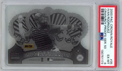 2000 Pacific Crown Royale IVAN RODRIGUEZ /50 Proofs SP RANGERS HOF PSA 6 N544 - Image 1 of 3