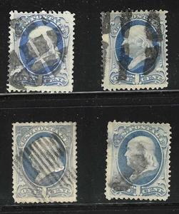 Sc #156/182/206 Collection Shades & Fancy Cancels 1 Cent Franklin 1883 US 73B11 - Picture 1 of 3