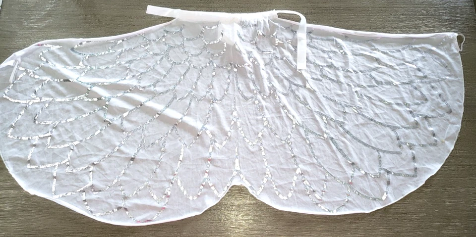 niñas mujeres TELA BLANCA ALAS ÁNGEL HALLOWEEN NAVIDAD JUEGO DE SIMULACIÓN PLATA Foto 1 de 1