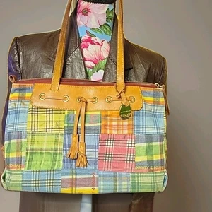 Dooney Bourke karierte Umhängetasche Handtasche mit Taschenanhänger und Reißverschluss - Bild 1 von 10