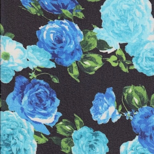 Tela de gasa negra/real/turquesa floral guijarros Foto 1 de 1