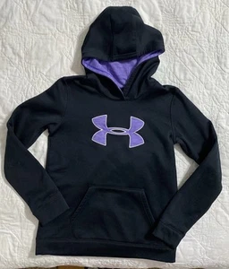 Youth Under Armour Storm Fleece Hoodie YLG - Large Loose, Black/Purple coldgear - Picture 1 of 4