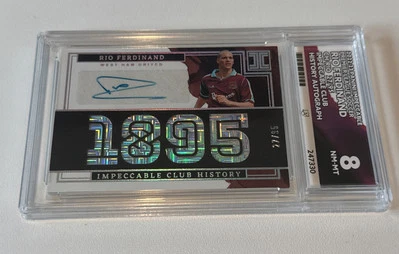 Panini impeccable 22-23 EPL West Ham Club History Auto Rio Ferdinand Graded 8 - Image 1 of 3