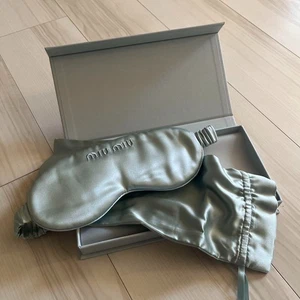 Miu Miu Satin Eye Mask – Light Blue Luxury Sleepwear_Elegant Sleep Aid - Picture 1 of 2