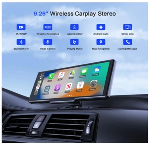 9.26" Wireless Carplay Apple/Android, Dash Cam/FHD Rear Camera/GPS/Voice Control - Picture 1 of 10