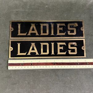 Pr of Vtg Ladies Restroom Sign  Bathroom Door Plate - 10" Wide