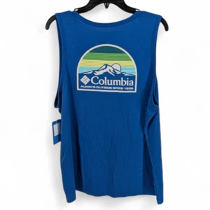 Columbia Men's Sunset Logo Graphic Print Tank Top Shirt Blue XL - Picture 1 of 5