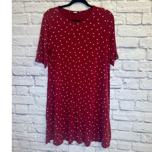 Old Navy Polka Dot Dress Casual T-Shirt Dress Short Sleeve Red Size L - Picture 1 of 6
