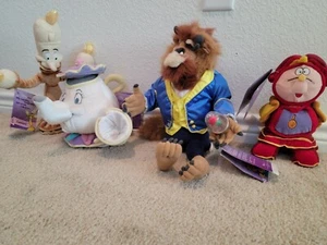Set of 4 VINTAGE 1992 DISNEY Beauty & The Beast 15” Talking Plushies NWT - Picture 1 of 6